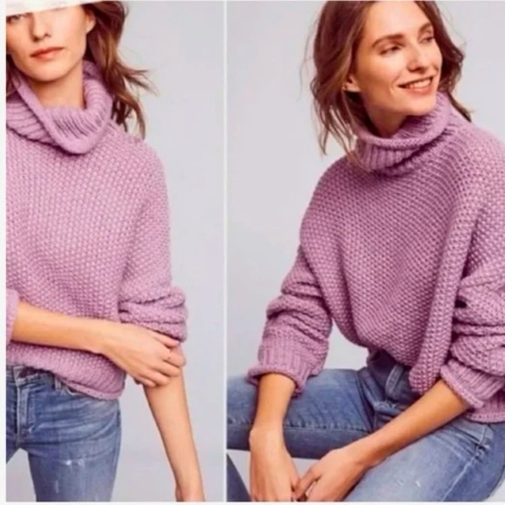 Anthropologie Purple Turtleneck Sweater Size XS